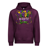 Mauve Wine mardi gras mask and beads Urban Hoodie - RanaPortraitStore