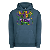Pigment Midnight Navy mardi gras mask and beads Urban Hoodie - RanaPortraitStore