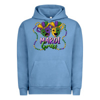 Pigment Pebble Blue mardi gras mask and beads Urban Hoodie - RanaPortraitStore