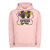 Pigment Salmon mardi gras mask and beads Urban Hoodie - RanaPortraitStore