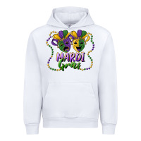 White mardi gras mask and beads Urban Hoodie - RanaPortraitStore