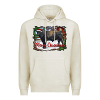 Merry Christmas Black Angus Bull And Farm Premium Hoodie | Teevron