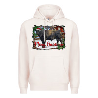 Pale Pink merry christmas black angus bull and farm Premium Hoodie - RanaPortraitStore