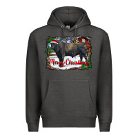 Charcoal Heather merry christmas black angus bull and farm Premium Hoodie - RanaPortraitStore