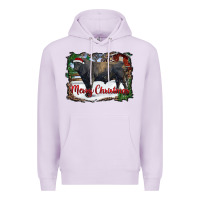 Lilac merry christmas black angus bull and farm Premium Hoodie - RanaPortraitStore