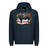 Navy merry christmas black angus bull and farm Premium Hoodie - RanaPortraitStore