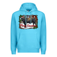 Ocean Blue merry christmas black angus bull and farm Premium Hoodie - RanaPortraitStore