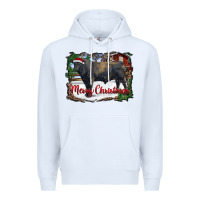 White merry christmas black angus bull and farm Premium Hoodie - RanaPortraitStore