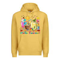 Antique Gold hello summer drinks Premium Hoodie - texasbilliewilder