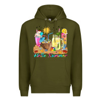 Army Green hello summer drinks Premium Hoodie - texasbilliewilder
