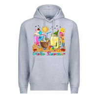 Heather Grey hello summer drinks Premium Hoodie - texasbilliewilder