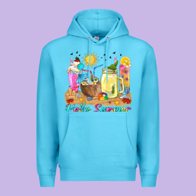 Hello Summer Drinks Premium Hoodie Designed By Texasbilliewilder