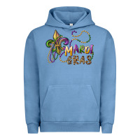 Pigment Pebble Blue mardi gras fleur de lis and beads Urban Hoodie - RanaPortraitStore