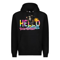 Black hello summer Premium Hoodie - texasbilliewilder