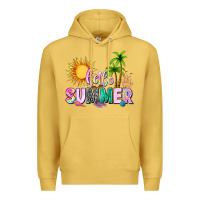 Antique Gold hello summer with sun Premium Hoodie - texasbilliewilder