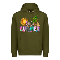 Army Green hello summer with sun Premium Hoodie - texasbilliewilder
