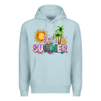 Blue Mist hello summer with sun Premium Hoodie - texasbilliewilder