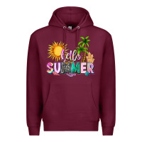 Burgundy hello summer with sun Premium Hoodie - texasbilliewilder
