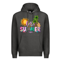 Charcoal Heather hello summer with sun Premium Hoodie - texasbilliewilder