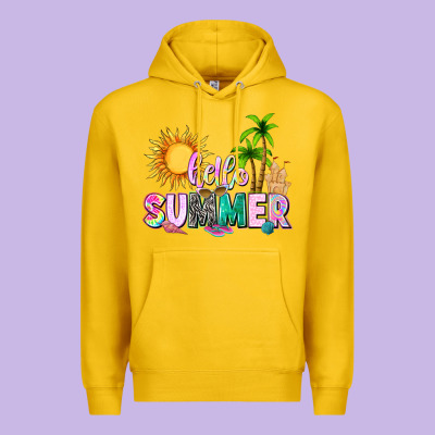 Hello Summer With Sun Premium Hoodie Designed By Texasbilliewilder