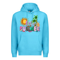 Ocean Blue hello summer with sun Premium Hoodie - texasbilliewilder