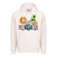 Pale Pink hello summer with sun Premium Hoodie - texasbilliewilder