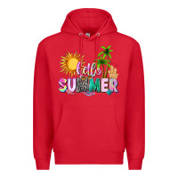 Red hello summer with sun Premium Hoodie - texasbilliewilder