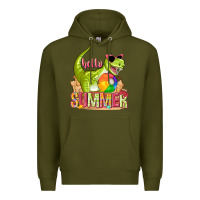 Army Green hello summer rex Premium Hoodie - texasbilliewilder