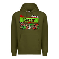 Army Green soccer sister with leopard Premium Hoodie - Zillion Design Studio