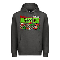 Charcoal Heather soccer sister with leopard Premium Hoodie - Zillion Design Studio
