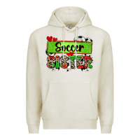 Oatmeal Heather soccer sister with leopard Premium Hoodie - Zillion Design Studio