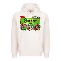 Pale Pink soccer sister with leopard Premium Hoodie - Zillion Design Studio