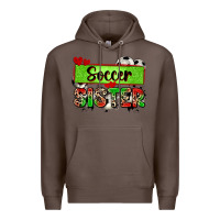 Coffee soccer sister with leopard Premium Hoodie - Zillion Design Studio