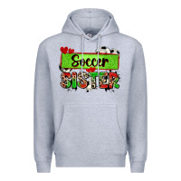 Heather Grey soccer sister with leopard Premium Hoodie - Zillion Design Studio