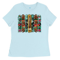Football Serape Cowhide Turquoise Glitter  Brushstrokes Ladies Tee | Teevron