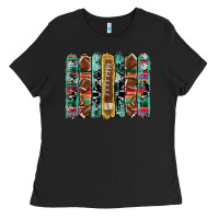 Black football serape cowhide turquoise glitter  brushstrokes Ladies Tee - Artiststas