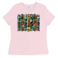 Bubblegum Pink football serape cowhide turquoise glitter  brushstrokes Ladies Tee - Artiststas