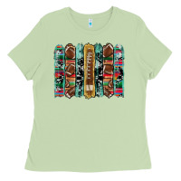 Matcha football serape cowhide turquoise glitter  brushstrokes Ladies Tee - Artiststas