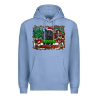 Colony Blue merry christmas black angus cattle and farm Premium Hoodie - RanaPortraitStore