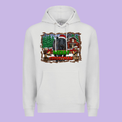 Merry Christmas Black Angus Cattle And Farm Premium Hoodie Designed By Ranaportraitstore
