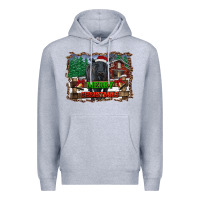 Heather Grey merry christmas black angus cattle and farm Premium Hoodie - RanaPortraitStore