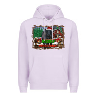 Lilac merry christmas black angus cattle and farm Premium Hoodie - RanaPortraitStore