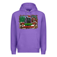 Purple merry christmas black angus cattle and farm Premium Hoodie - RanaPortraitStore