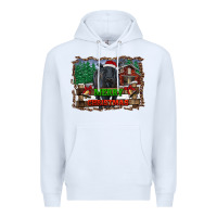 White merry christmas black angus cattle and farm Premium Hoodie - RanaPortraitStore