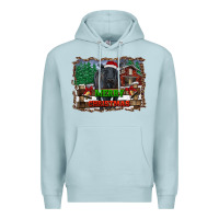 Blue Mist merry christmas black angus cattle and farm Premium Hoodie - RanaPortraitStore