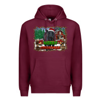 Burgundy merry christmas black angus cattle and farm Premium Hoodie - RanaPortraitStore