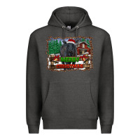 Charcoal Heather merry christmas black angus cattle and farm Premium Hoodie - RanaPortraitStore