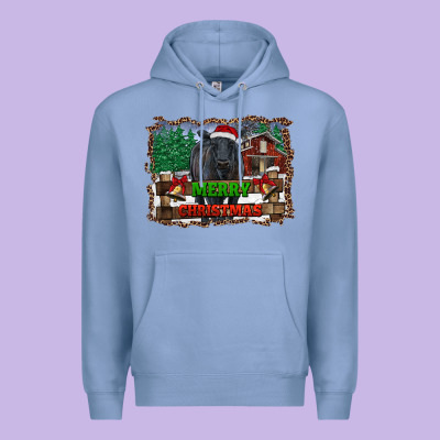 Merry Christmas Black Angus Cattle And Farm Premium Hoodie Designed By Ranaportraitstore