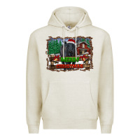Oatmeal Heather merry christmas black angus cattle and farm Premium Hoodie - RanaPortraitStore