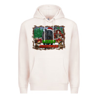 Pale Pink merry christmas black angus cattle and farm Premium Hoodie - RanaPortraitStore